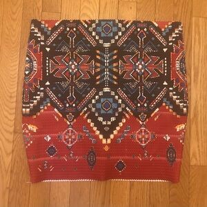 Xhilaration Waffle Texture Bodycon Aztec Tribal Print Skirt Size XL